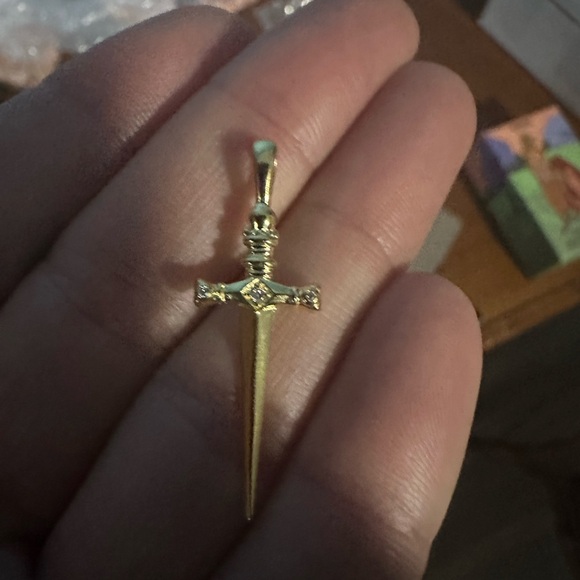 New awe inspired diamond sword amulet Gold Sword Pendant - Picture 5 of 5